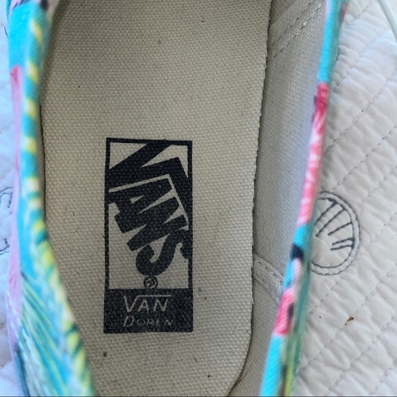 Vans Flamingo Tropical Sneakers Turquoise Pink Canvas Shoes Skate Women 7. - Picture 6 of 7